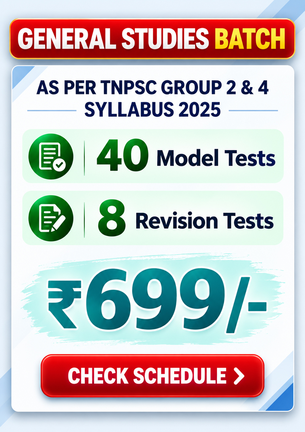 General Studies Test Batch poster, ₹699
