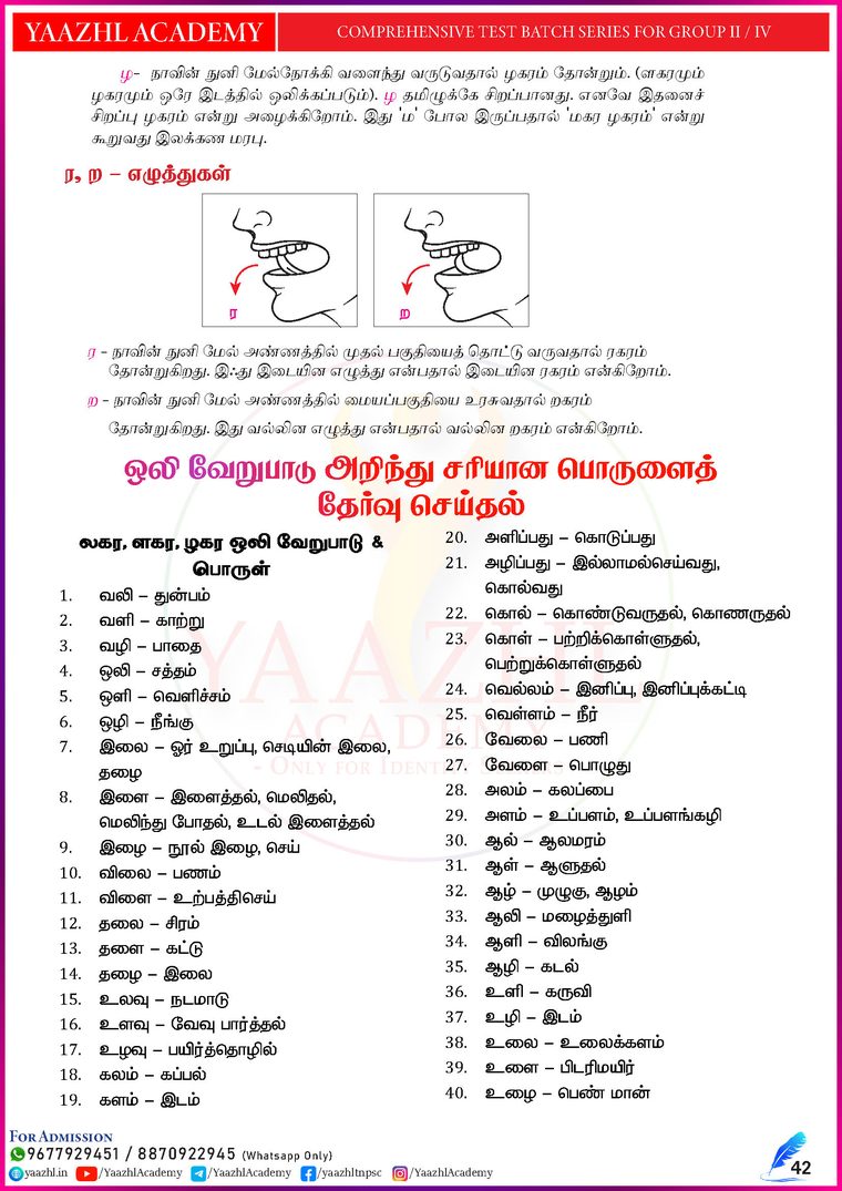ர, ற எழுத்துகள் — உச்சரிப்பு விளக்கப்படம்